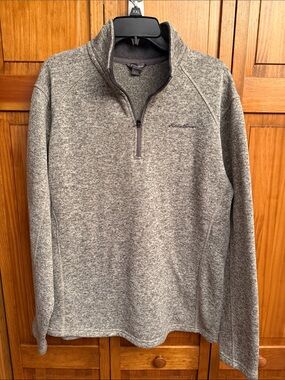 Eddie Bauer Heathered Gray Quarter-Zip Pullover